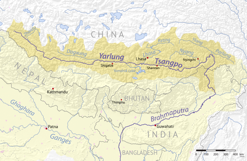 הסכר האדיר על היארלונג צ'אנגפו yarlung tsangpo map